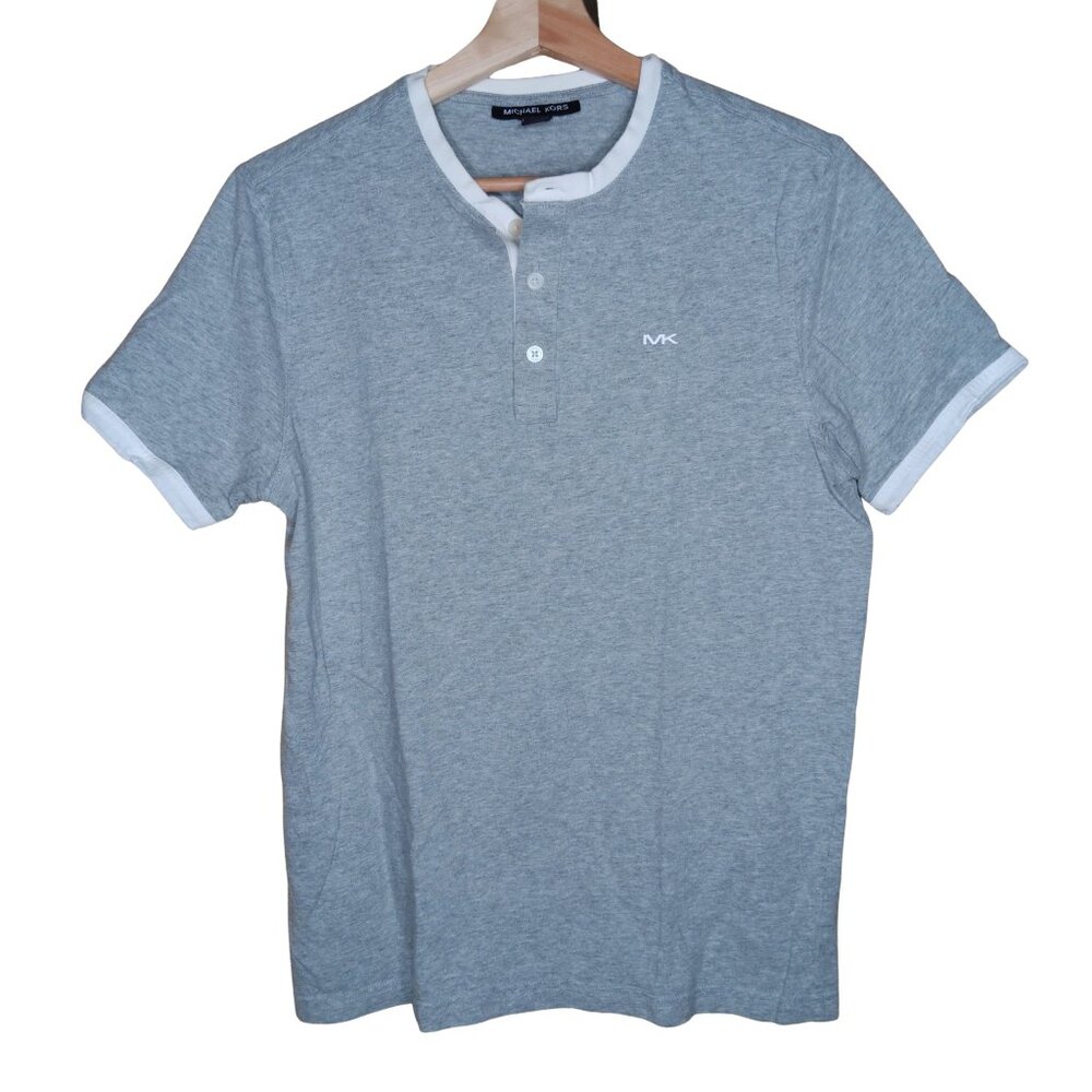 Michael Kors Henley Cotton Gray White Heather Small